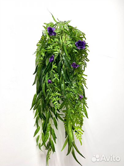 Ампельная зелень, искусственные растения, кашпо