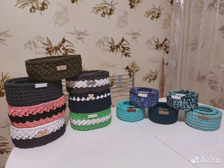 Вязанные корзинки ручной работы