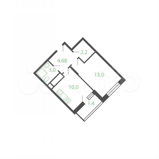 1-к. квартира, 34,3 м², 12/22 эт.