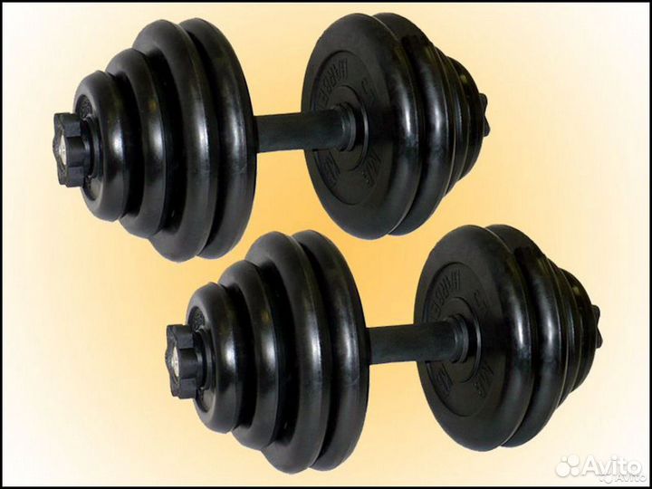 Обрезиненные новые разборные гантели 29 кг Barbell