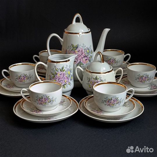 Сервиз кофейный «Нежные розы». Рига. СССР