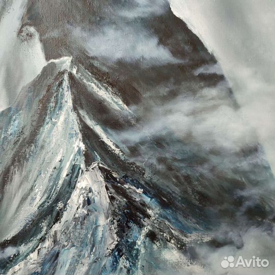 Горный пейзаж, картина маслом ручной работы