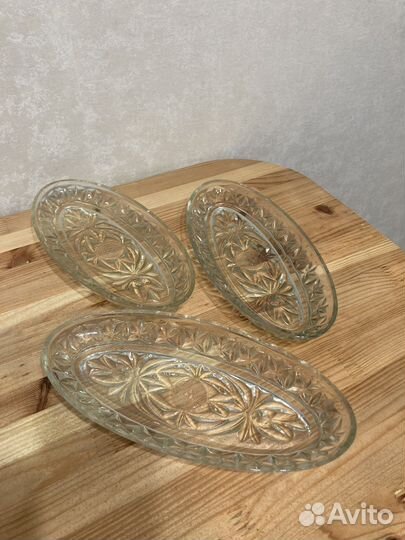 Блюдо для рыбы СССР стекло для закусок Селедочница