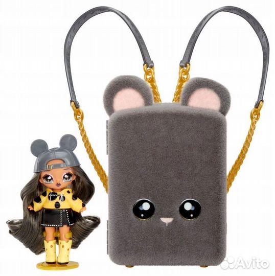 Кукла Na Na Na Mini Backpack 3в1 Cерый рюкзак Мышк