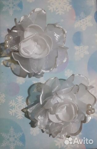 Банты для волос детские (белые и бело-розовые)