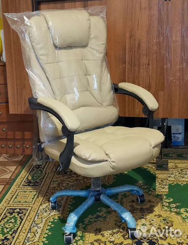 Офисное кожаное компьютерное кресло с маccажером