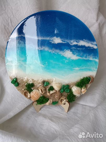 Картина Море с ракушками из эпоксидной