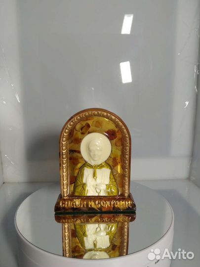 Иконы ручной работы, янтарь + ювелирная эмаль