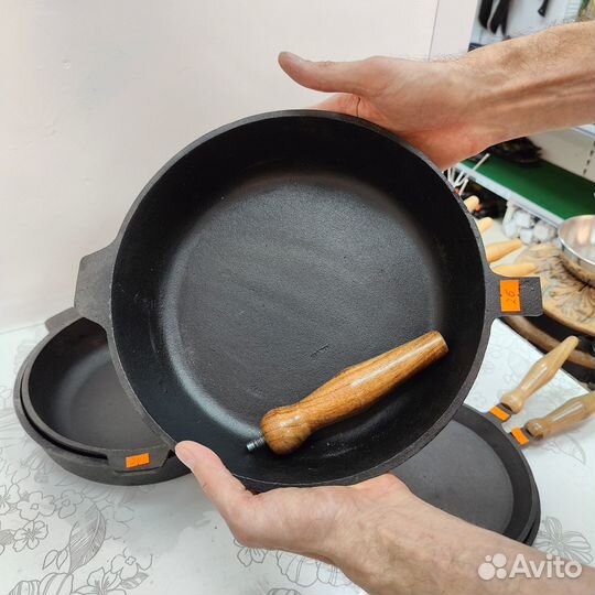 Сковороды, сотейники, казаны чугунные узбекские