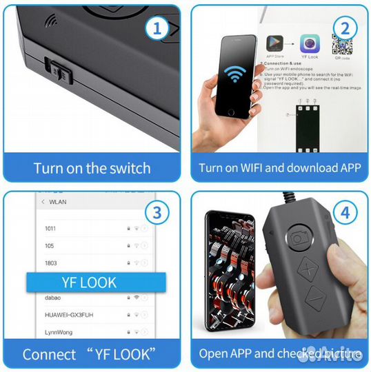 Эндоскоп WI-FI двойная камера 5MP Зум x4 5м