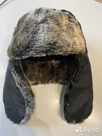 Детская зимняя шапка ушанка, черная. 6-8 лет