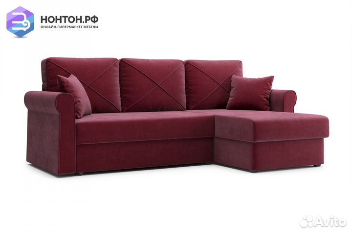 Диван угловой дельфин Лира бордовый