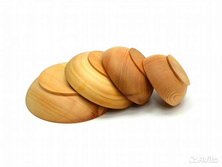 Набор посуды из дерева (скругленный). Набор деревя