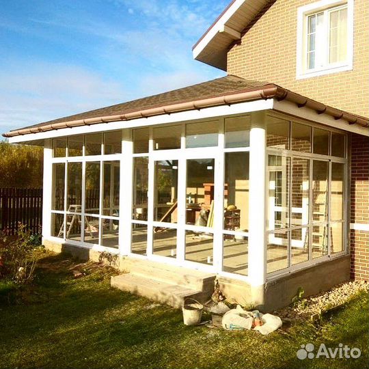 Отстекление веранды террасы беседки