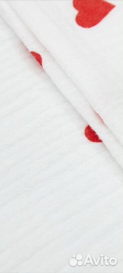 Муслин шир.140 см двухслойный красные сердца