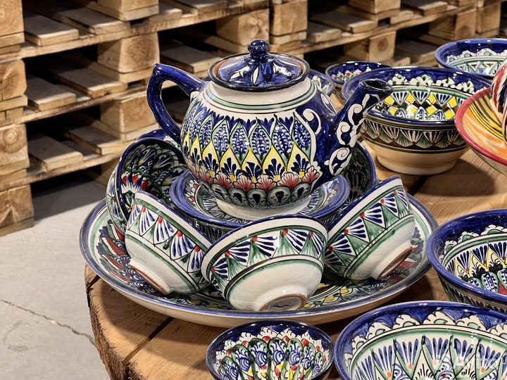 Узбекская посуда ляган, фруктовница, пиала