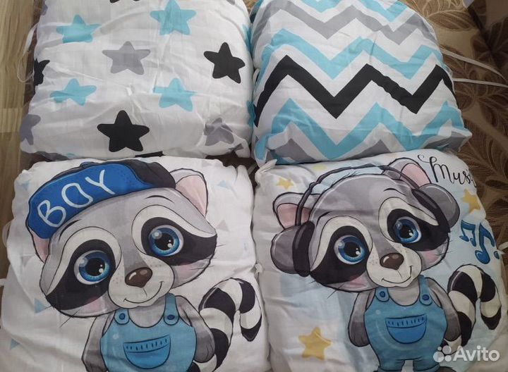 Новые бортики подушки в кроватку для мальчика