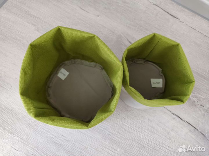 Новый набор текстильных корзинок серо-зеленый