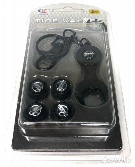 Колпачки на ниппеля - Nissan (с ключом/черный) (Се