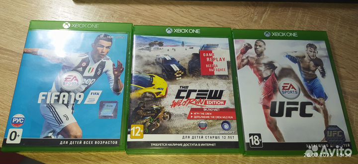 Игры для xbox one (THE crew, UFC, FIFA19)