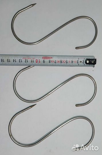 Крюк для мяса и рыбы, S-образный,15см.х4мм