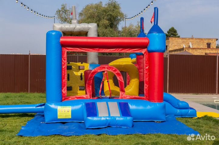 Аренда надувного батута с горкой