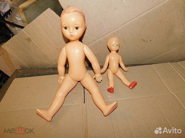 2 старинные.пластиковые куклы большая и малая СССР