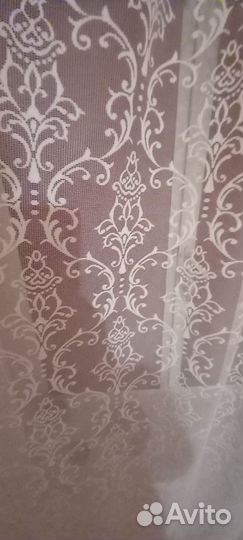 Комплект шторы, тюль, ламбрикен, чехол на пуфик