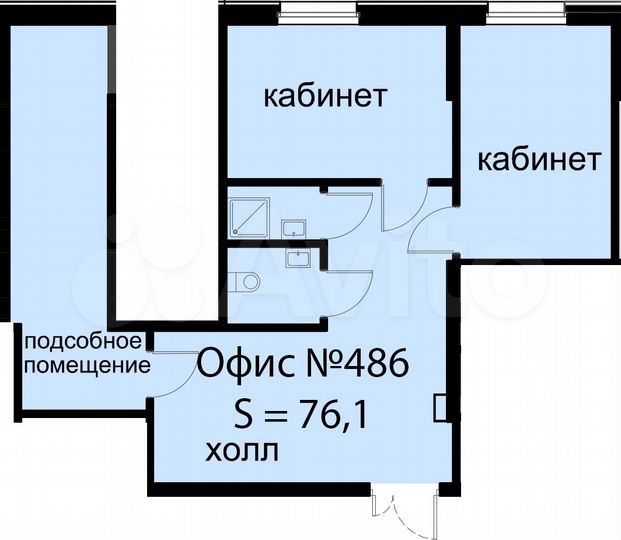 Торгово-офисное помещение, 76.1 м²