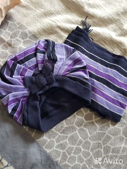 Комплект шапка/шарф, разные, 3 штуки