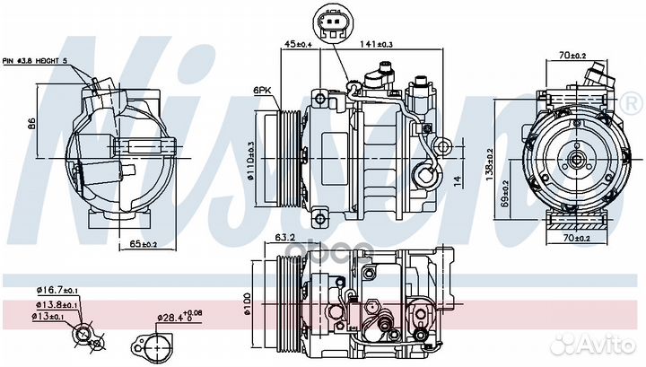 Компрессор кондиционера 890634 Nissens