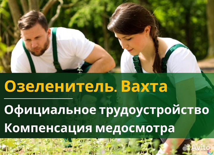 Вахта 60/30 Жильё питание / Озеленитель