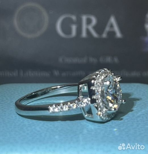 Муассанит лабораторный кольцо 2 ct 8 мм VVS1