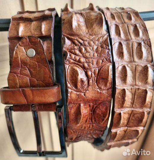 Ремень из натуральной кожи крокодила ручной работы
