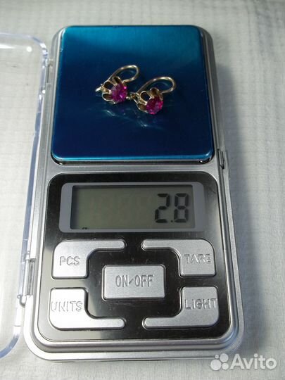 Серьги золото 583 пробы винтаж СССР рубин корунд