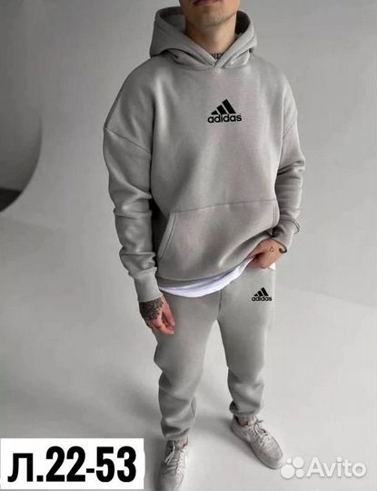 Спортивный костюм мужской зимний на флисе Adidas