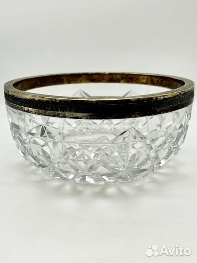 Большая ваза хрусталь серебро 84 проба вес 2 кг