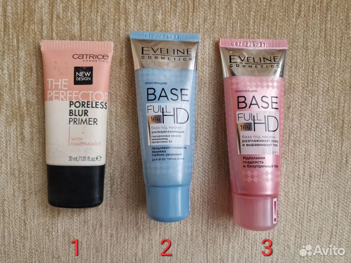 Много косметики, кремов, маски, термальная вода