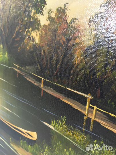 Картина маслом на холсте «Пейзаж с мостиком»