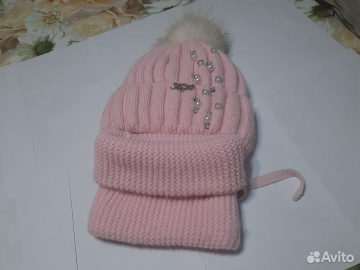 Шапка и снуд для девочки зима