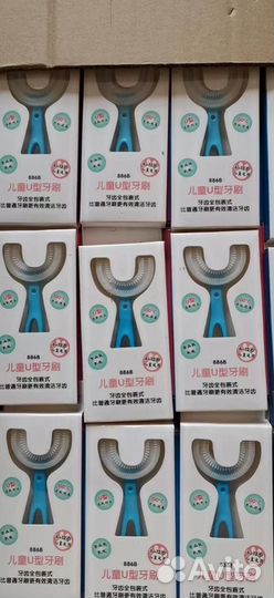 Детская зубная щетка U образная Оптом 6-12 голубая