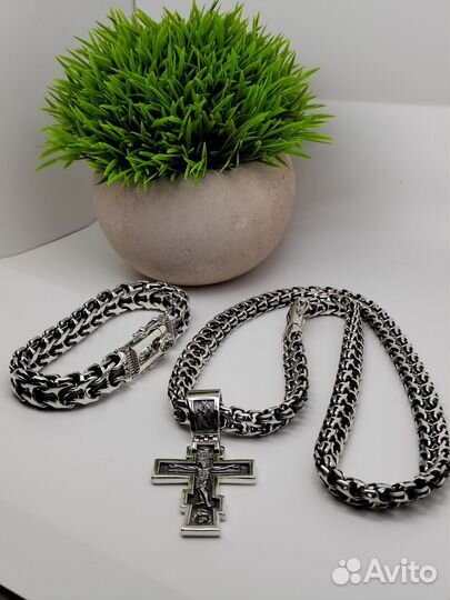 Серебряный комплект Рамзес +Крест