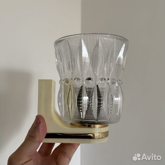 Светильник, бра, винтаж, СССР, хрустальный плафон