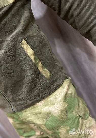 Кофта свитер на флисе мох