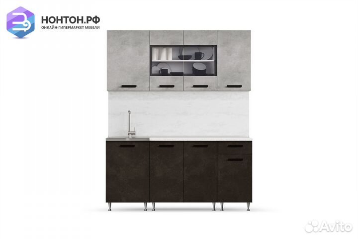 Кухня Рио 1.7 м бетон светлый / бетон темный