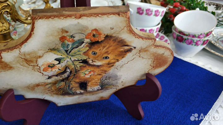 Винаж, керамическая плитка с котёнком Италия
