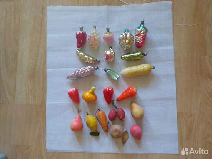 Елочные игрушки СССР овощи фрукты вата стекло опт