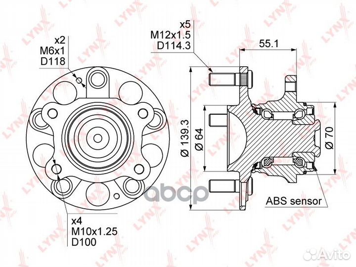 Ступица колеса зад прав/лев WH1023 lynxauto