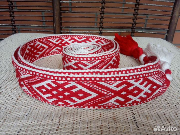Пояс тканый на бердо
