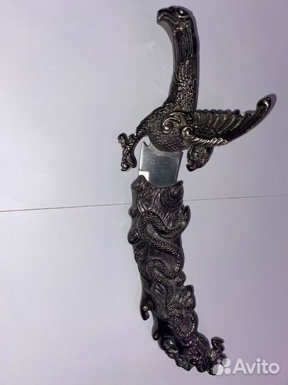 Сувенирный нож, рукоять в форме орла на охоте